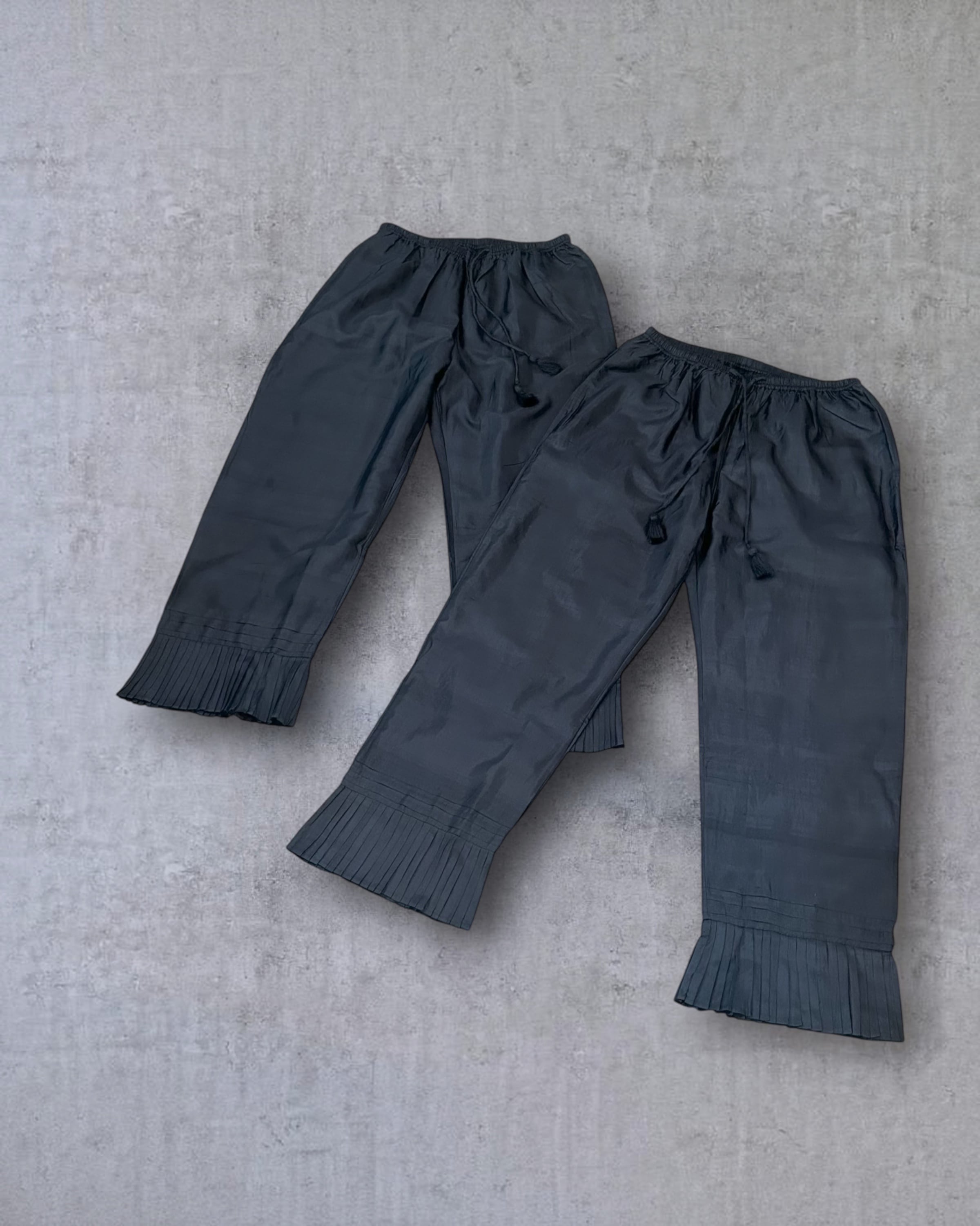 BUNON　Khadi Silk Hem Tuck Pants(Black)