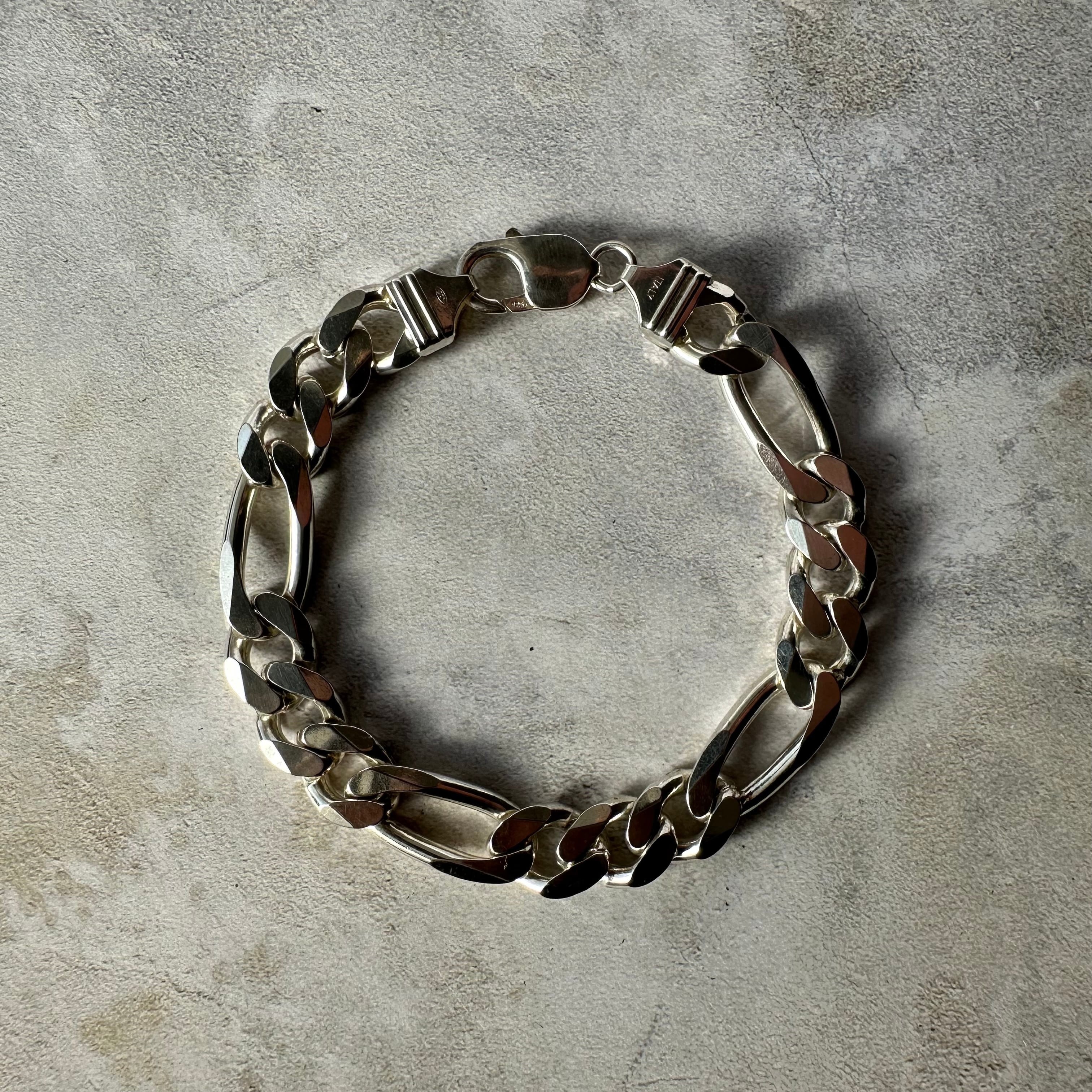 Vintage Figaro Link Chain Bracelet Silver925 Made in Italy
