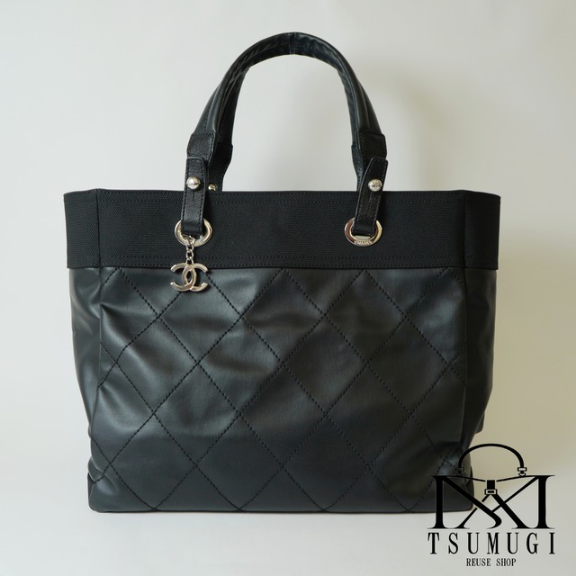 CHANEL シャネル パリビアリッツ GM コーティングキャンバス×レザー トートバッグ シルバー金具 20番台