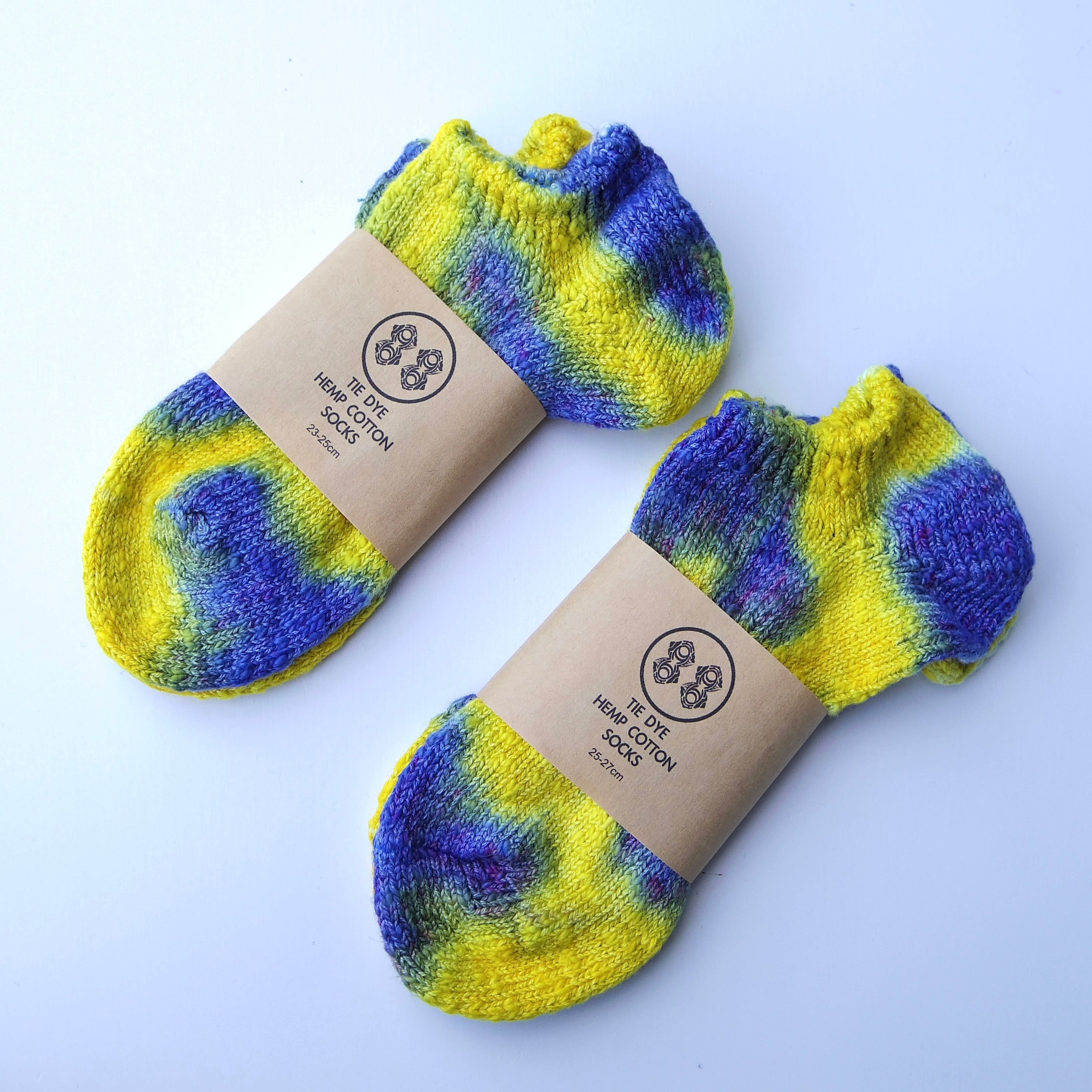 TIE DYE HEMP COTTON ANKLE SOCKS / タイダイ ヘンプコットン アンクルソックス 23-25cm/25-27cm 《Yellow》