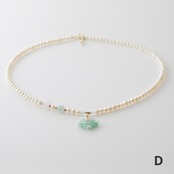 お花の翡翠とパールが上品で可愛らしい組み合わせ！flower and pearl 淡水パール×翡翠 A貨翡翠 淡水パール ネックレス  jd_ne1200_CD
