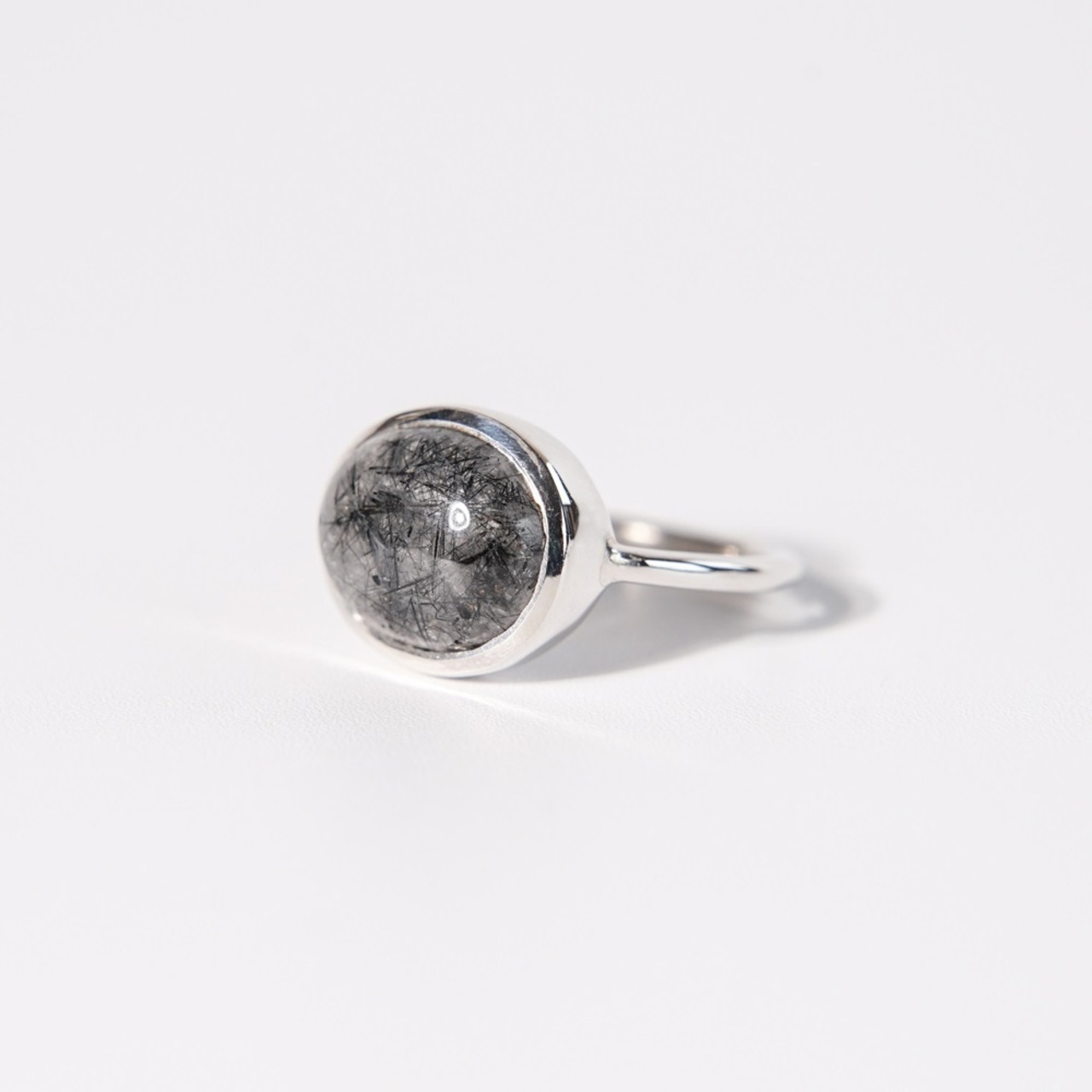 【9号】ブラックルチルクォーツ リング(SV)