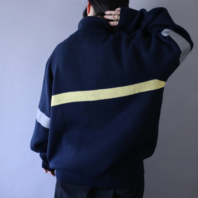 reflector line design over silhouette cyber half-zip sweater