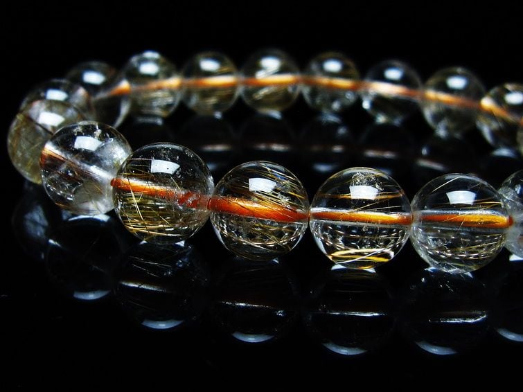キャッツアイルチルクォーツ ブレスレット 11mm ルチルクォーツ ブレス