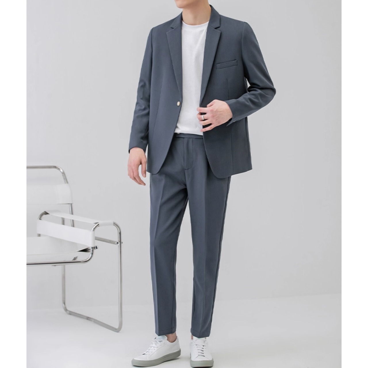 シングルブレスト テーパードジャケット＆パンツ セットアップ af0388