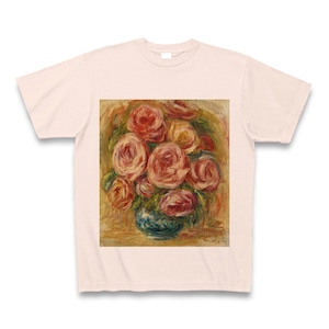 バラの花瓶（オーギュスト・ルノワール）：厳選名画Tシャツコレクション（ライトピンク）・世界の美術作品名画グッズ【安心の送料込・税込】