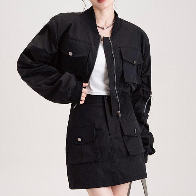 patch pocket waist-length blouson jacket la2625