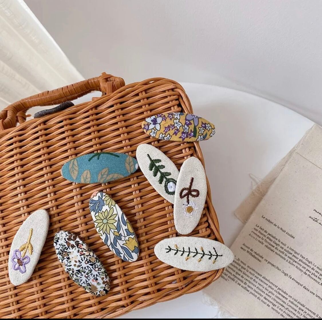 ボタニカル刺繍ヘアピン》》》》》》》韓国子供服 インポート 子供 海外子供服 キッズ ベビー ナチュラル 女の子 ヘアピン ヘアアクセ アクセサリー