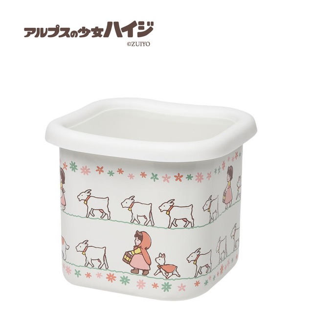 「アルプスの少女ハイジ」ホーローキューブストッカー・S　HEIDI-14／850ml  保存 冷蔵庫 冷凍庫 保存容器 常備菜 お惣菜 おかず 漬物 琺瑯 キッチン テーブルウェア グッズ 豊琺瑯 可愛い ギフト　