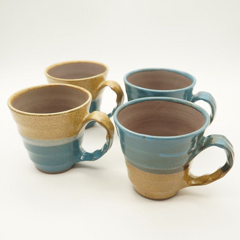 ツートンカラー マグカップ（中）ブルー×茶【琉球焼 丸勇陶房】 | 沖縄