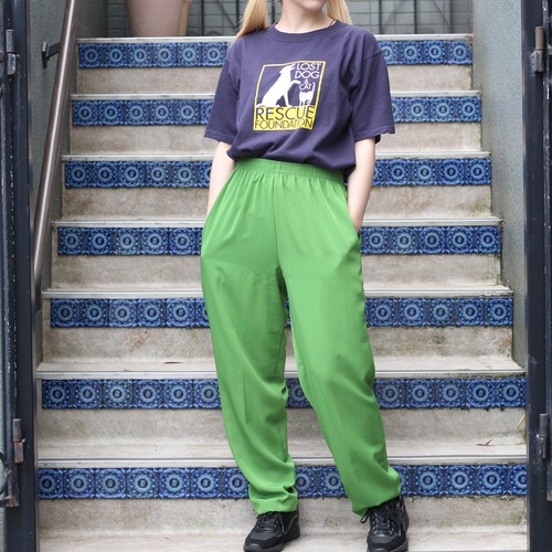 USA VINTAGE MAGGIE SWEET GREEN COLOR EASY PANTS/アメリカ古着グリーンカラーイージーパンツ