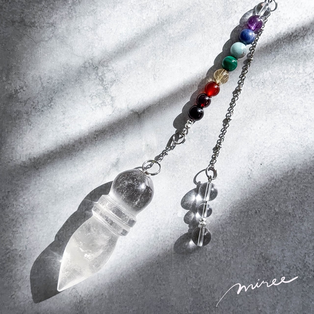 透明な祈りを宿すチャクラヒーリングペンデュラム【クリスタル水晶】chakra pendulum_126