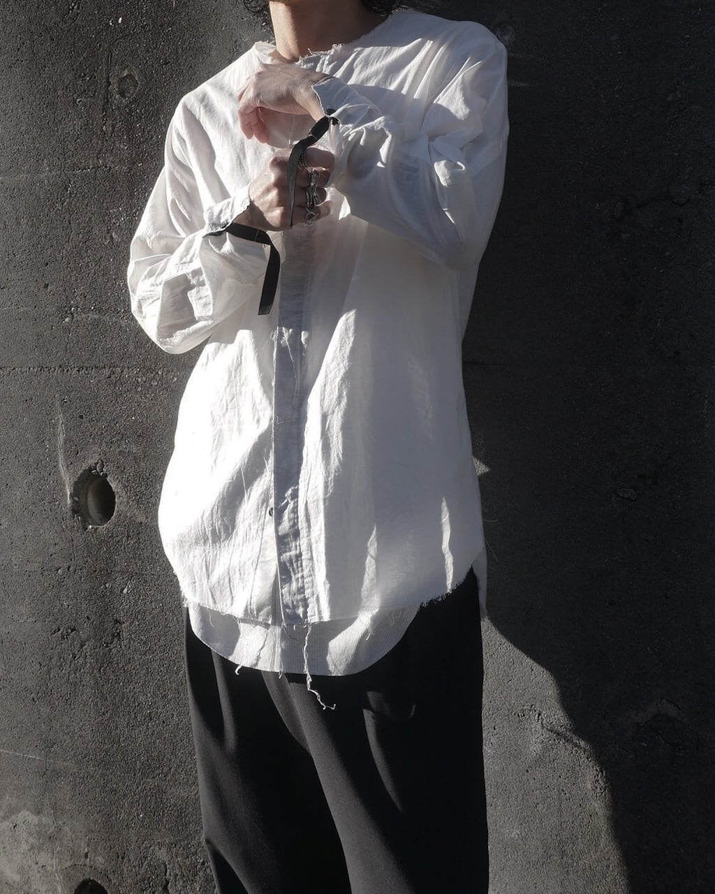 askc出品 内金でのご予約】26SS PRE / LINEN RIBBON SHIRTS / WHT | ASKYY TOKYO