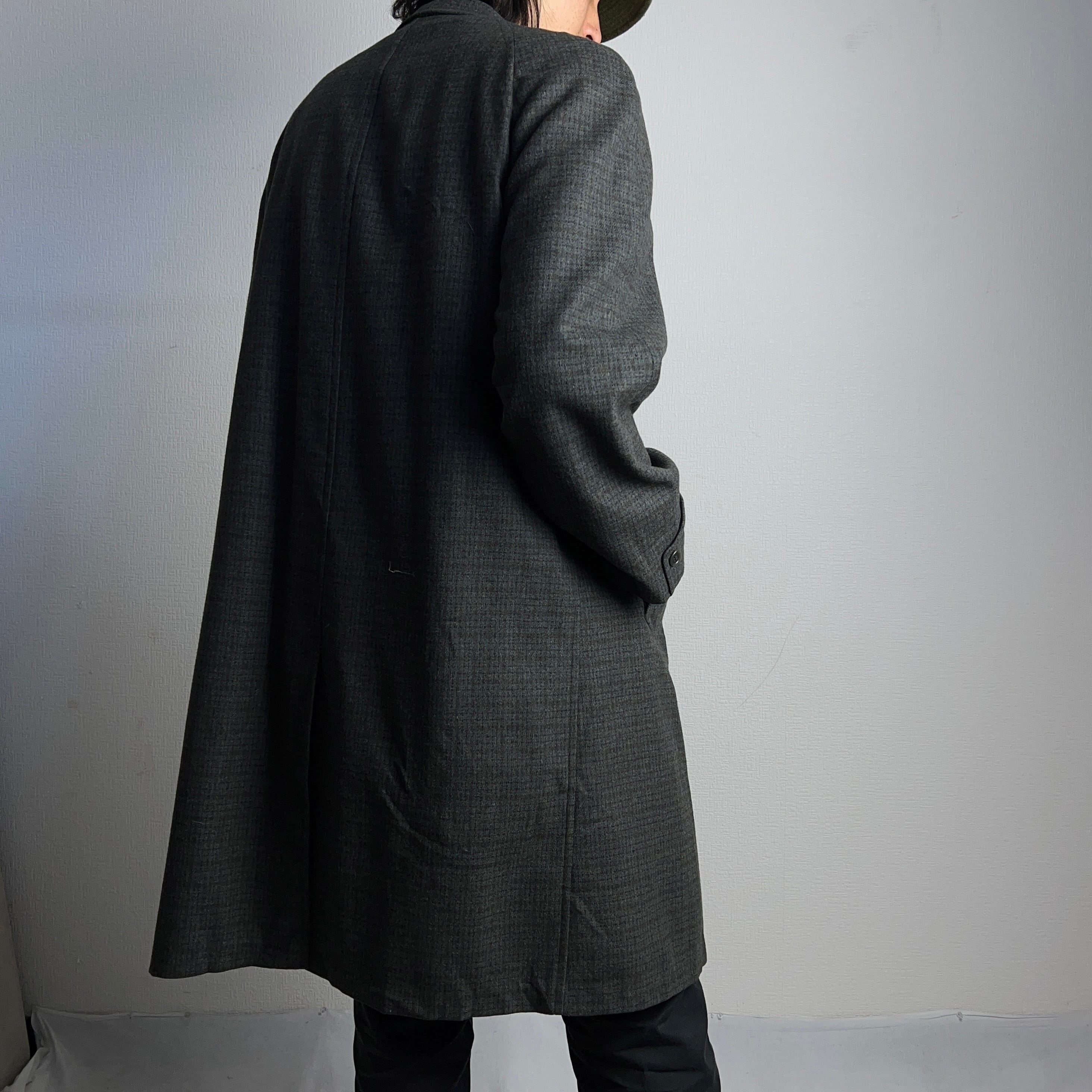 50's~60's J&F PLAID WOOL COAT 50年代 60年代 チェスターコート ステンカラーコート ウールコート  チェック柄【1000A301】【送料無料】