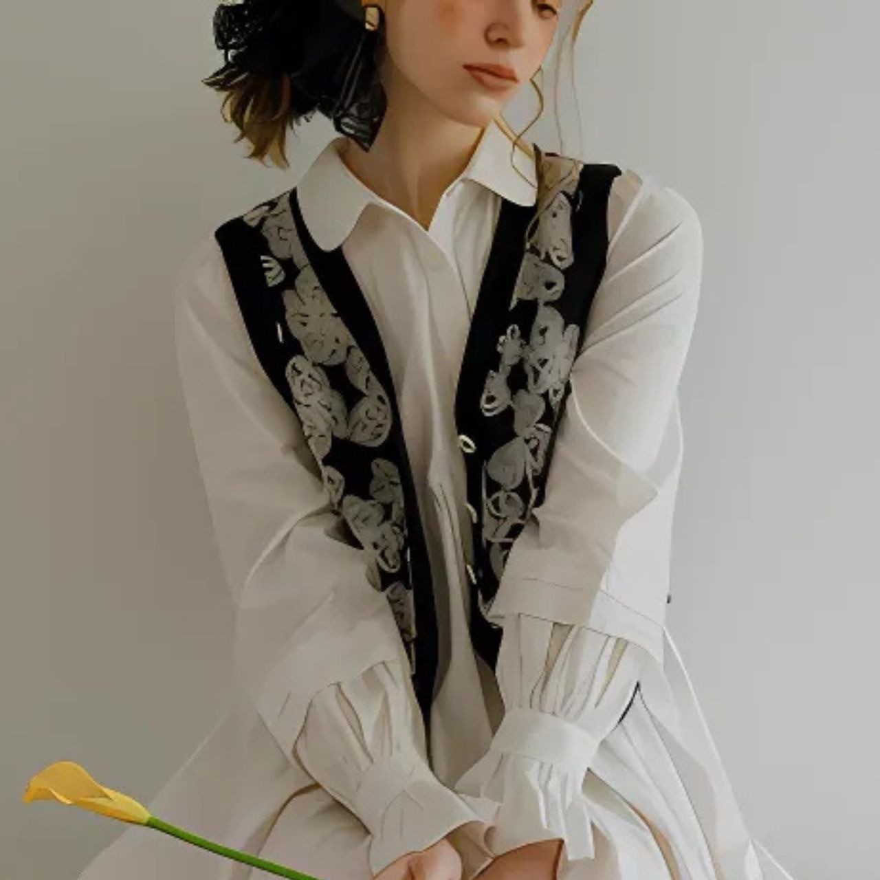 Flower Embroidery Vest F0276