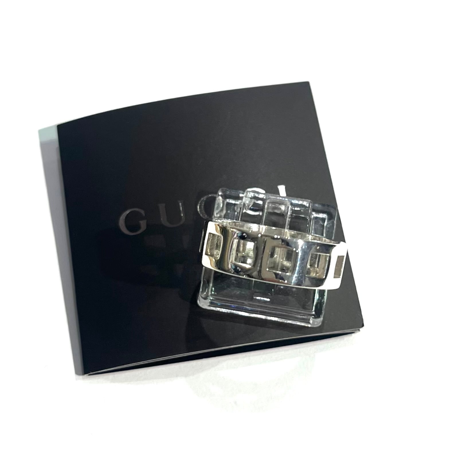 GUCCI】グッチ オープンスクエアリング 20.5号／シルバー925／指元を