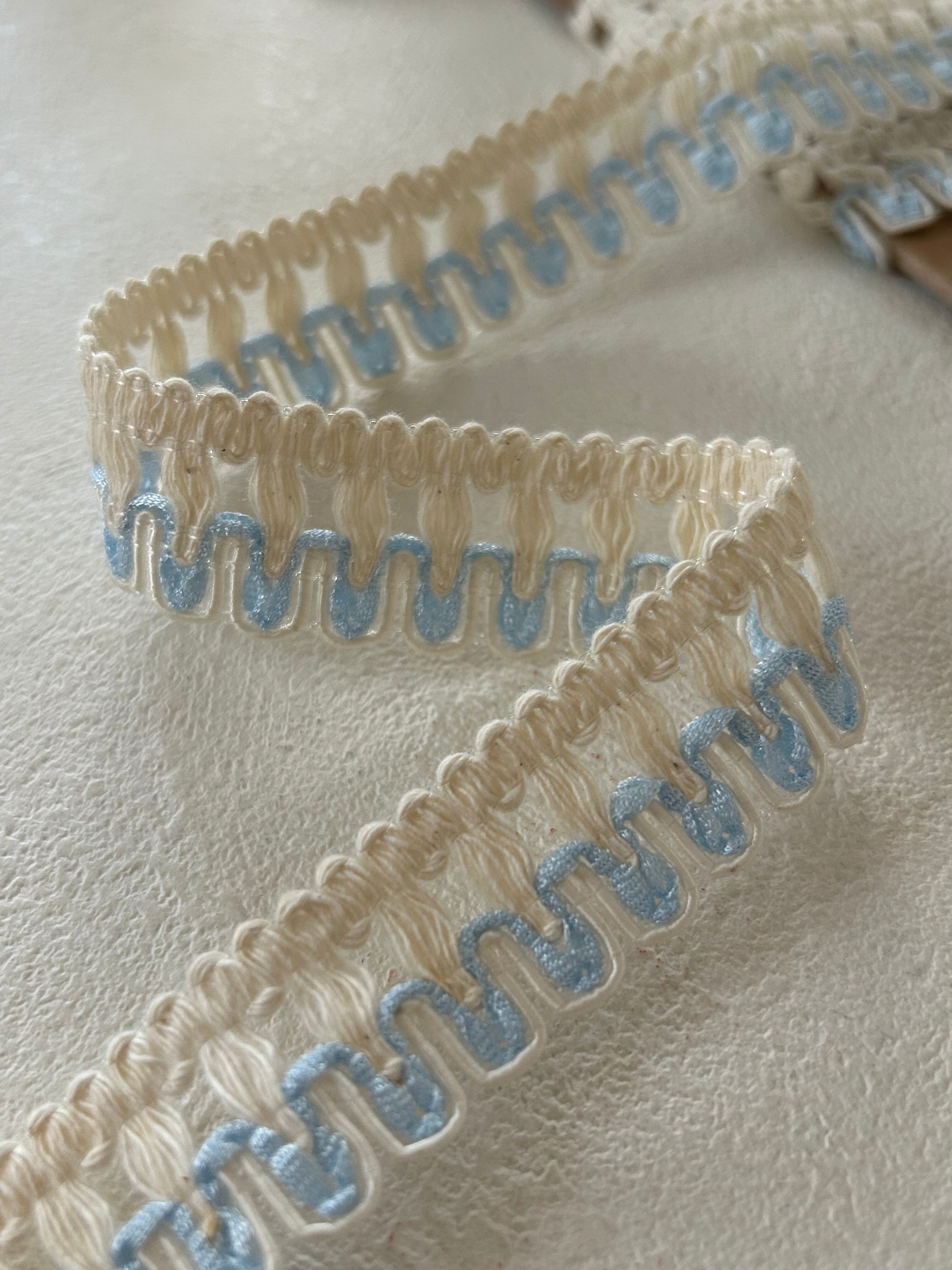 輸入デザインブレード エクリュ×ライトブルー 100cm /カット 20mm カルトナージュ デコレーション材