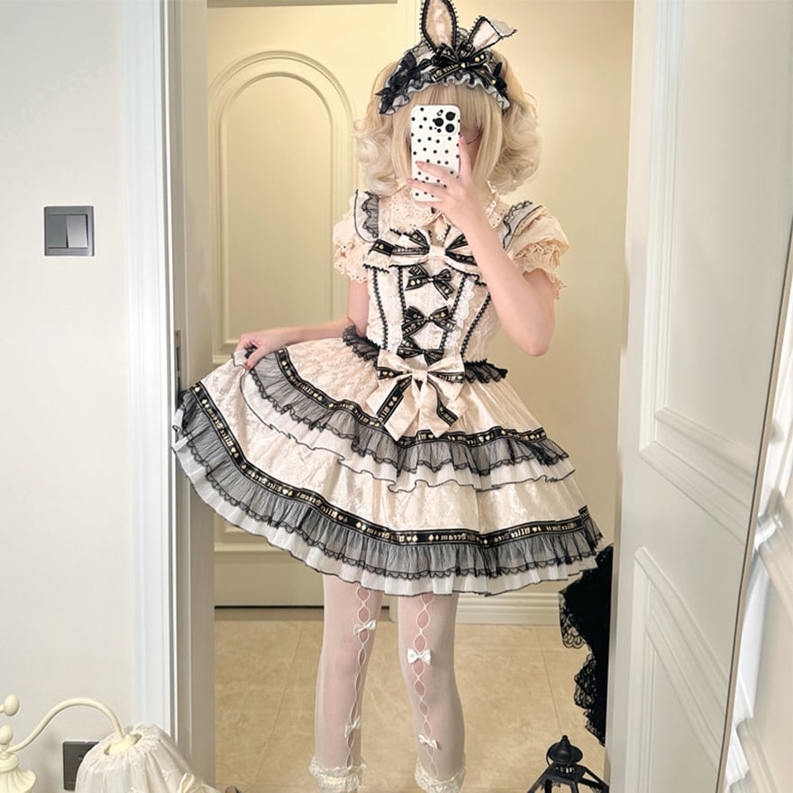 ジャンスカ フリルスカート リボン レース 夢かわいい ベビードール
