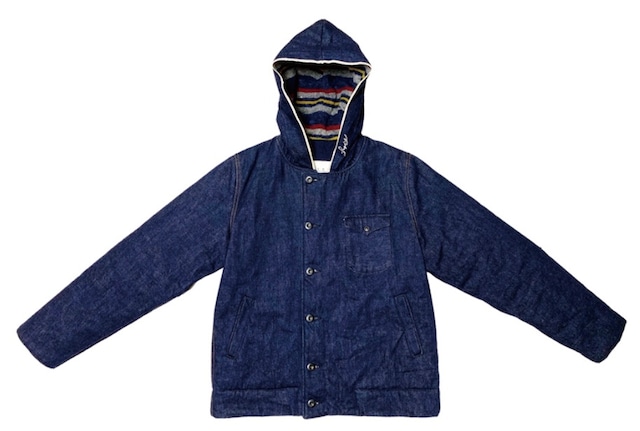 19AW 14.5オンスセルビッヂデニムフーディーN-1デッキジャケット / 14.5onz denim hoodie N-1 deck jacket