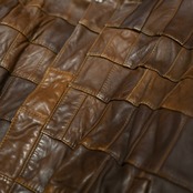 patch work design brown leather blouson