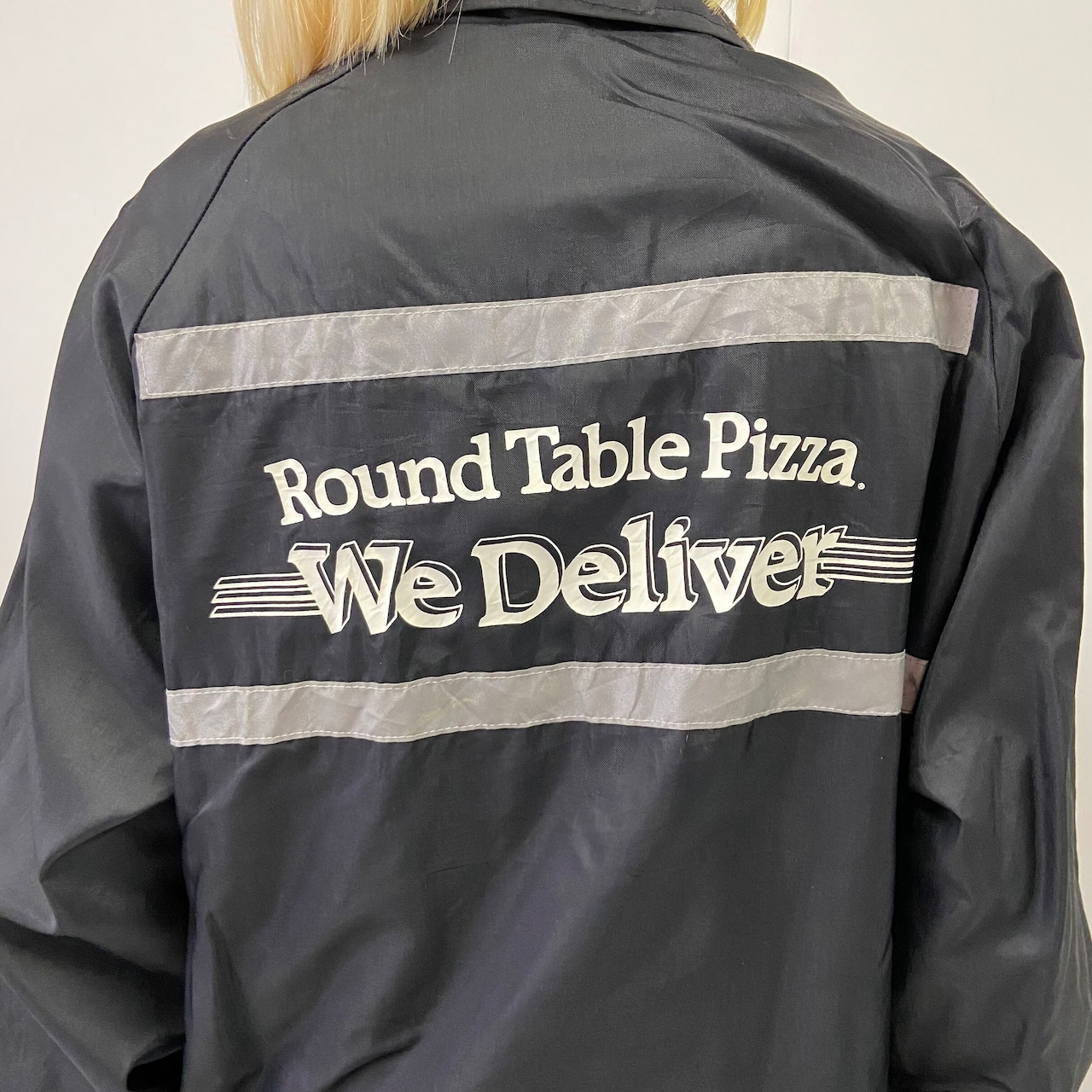 80年代 USA製 PIZZA ピザ宅配 企業ロゴ刺繍 バックプリント コーチ 