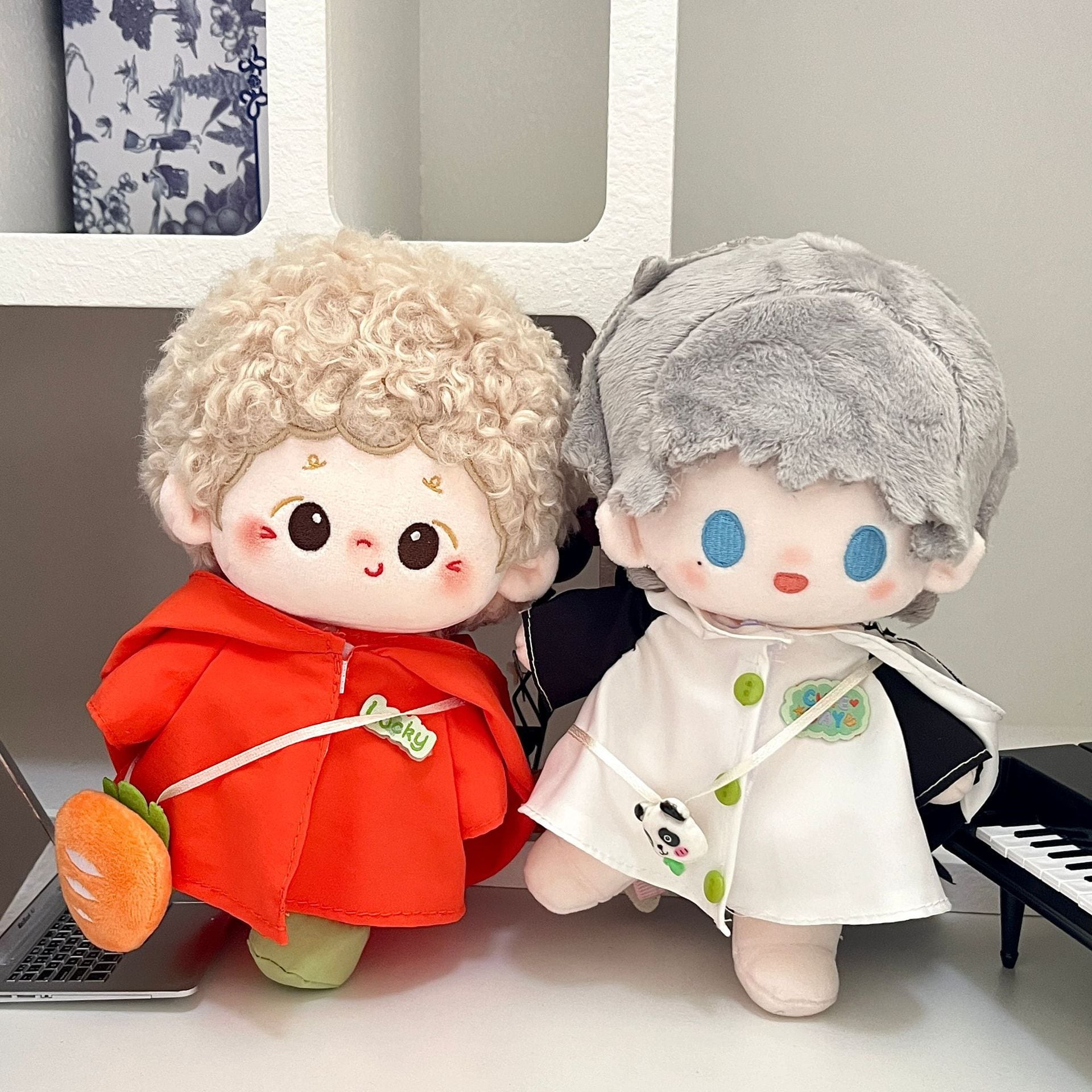 20cmぬいぐるみ用 かわいい にんじん/パンダ柄 フード付き レイン