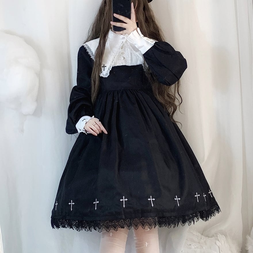SEASONZ 梦梦の工作室シリーズ ワンピ つけ襟 クロス 十字架 刺繍