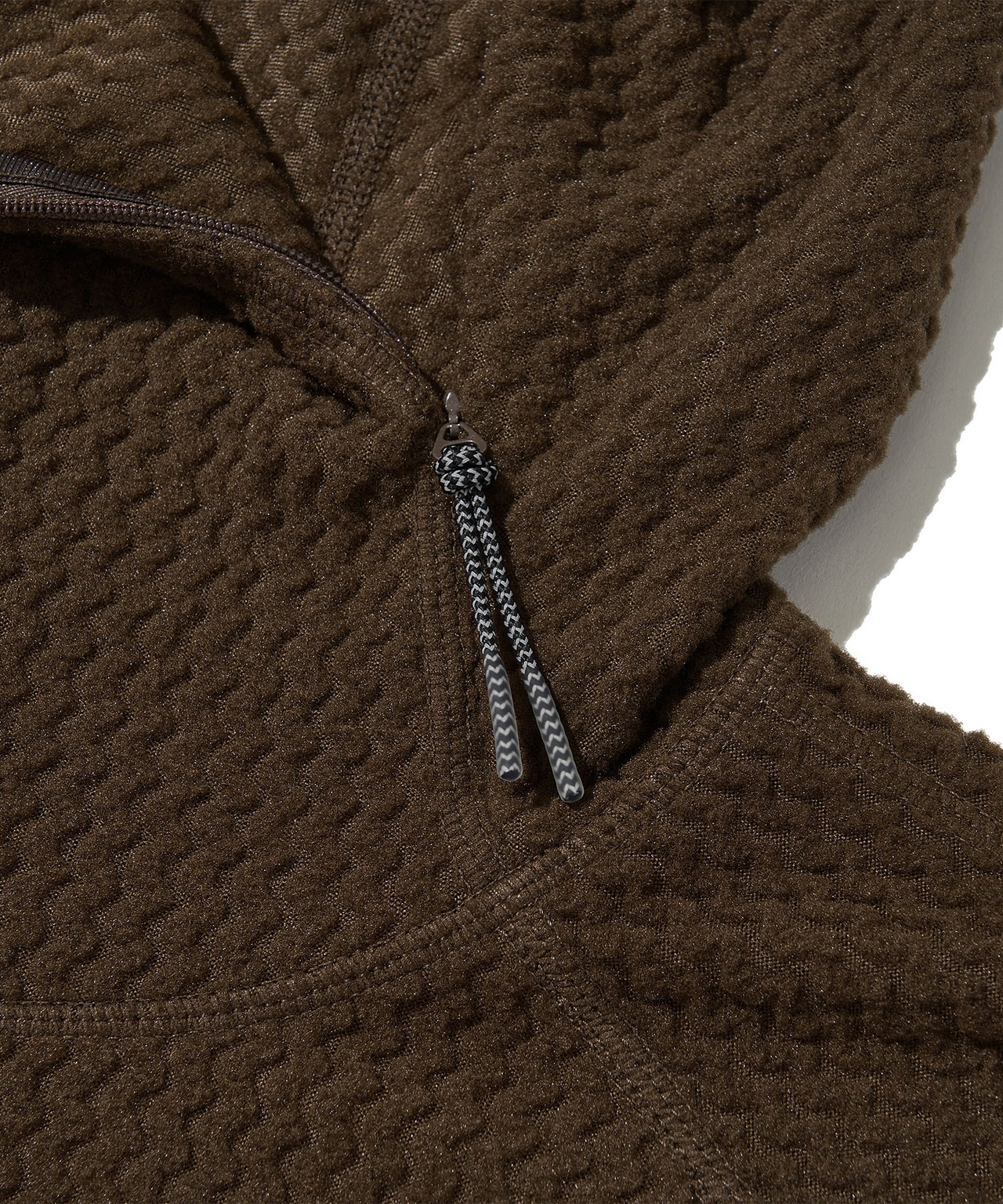 CALORA FLEECE HOODED PULLOVER_DARK BROWN