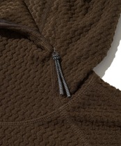 CALORA FLEECE HOODED PULLOVER_DARK BROWN