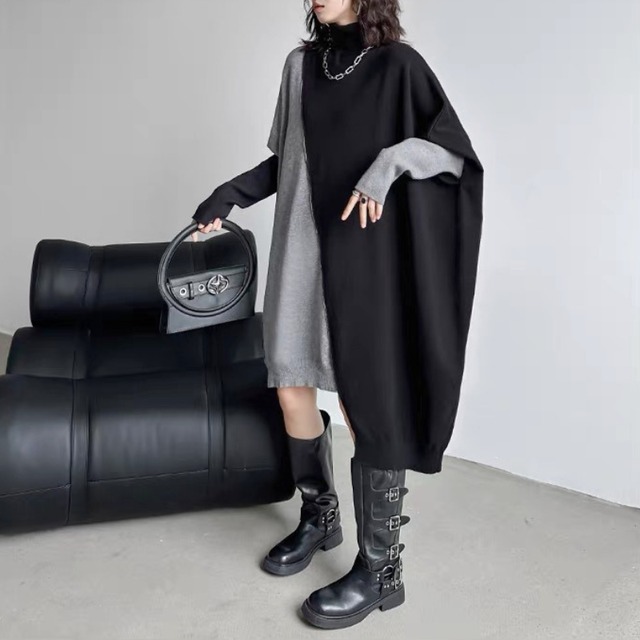 Asymmetric color block one piece【4color】 C1633