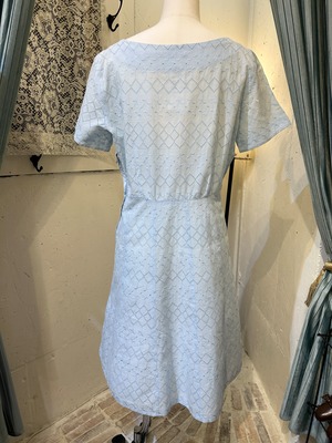 50's ice blue cotton lace dress