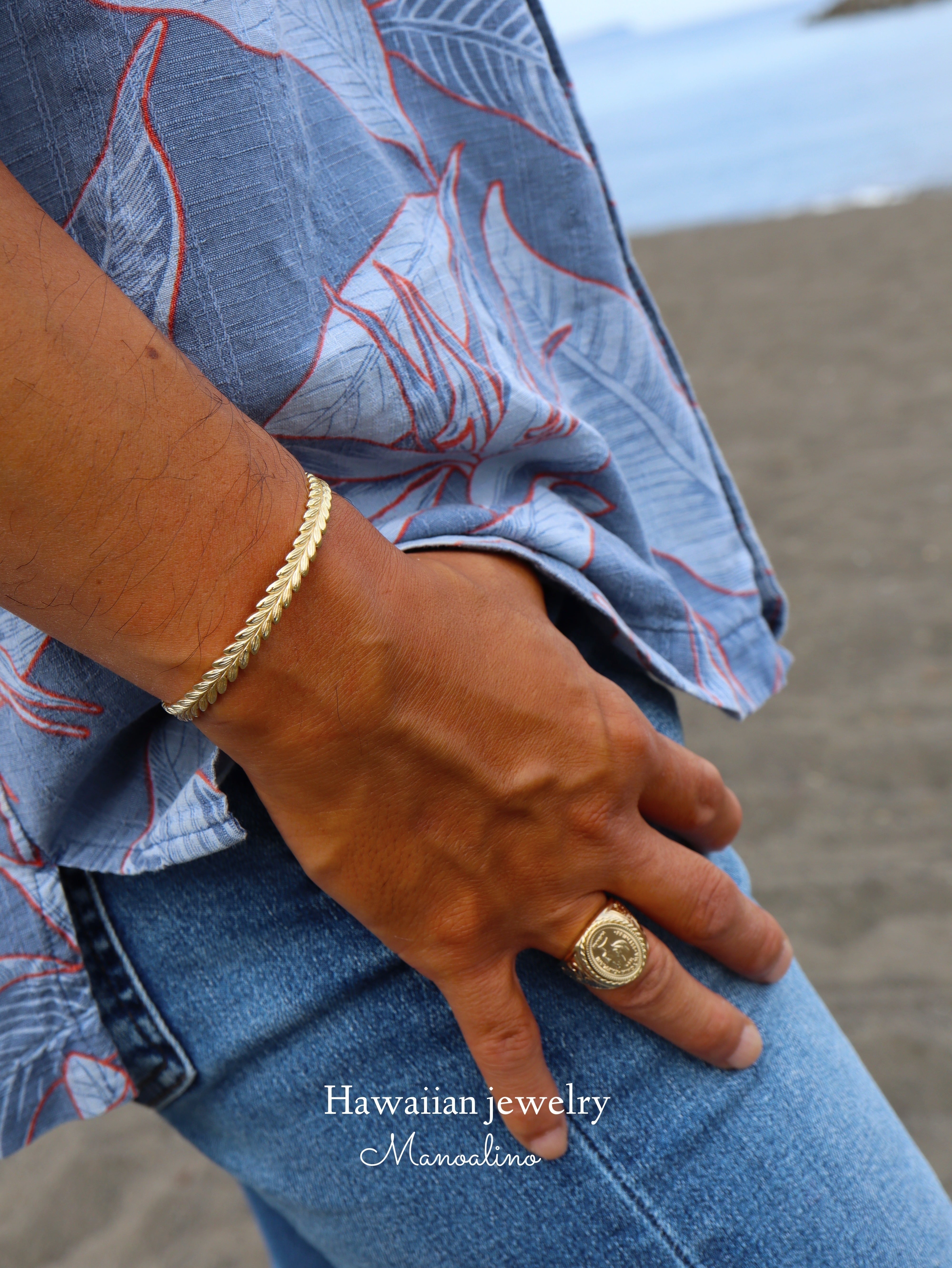 6mm Maile bangle Hawaiianjewelry(ハワイアンジュエリー 6mm 6mm Maile bangle Hawaiianjewelry(ハワイアンジュエリー 6mm