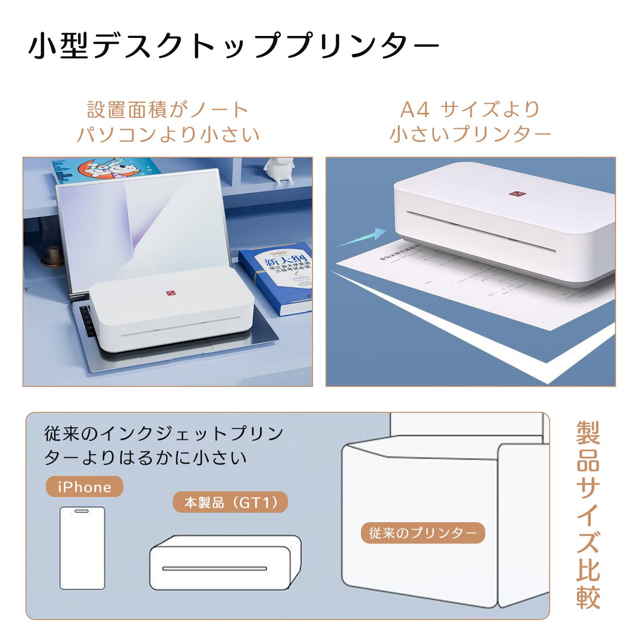 B114 .GT1リンター 小型 A4 プリンター ミニ コンパクト Wi-Fi