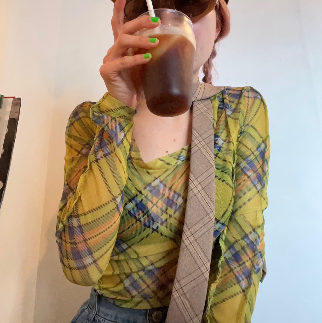 チェック柄アウトステッチシアートップス_LN02630 | lanan(ラナン)