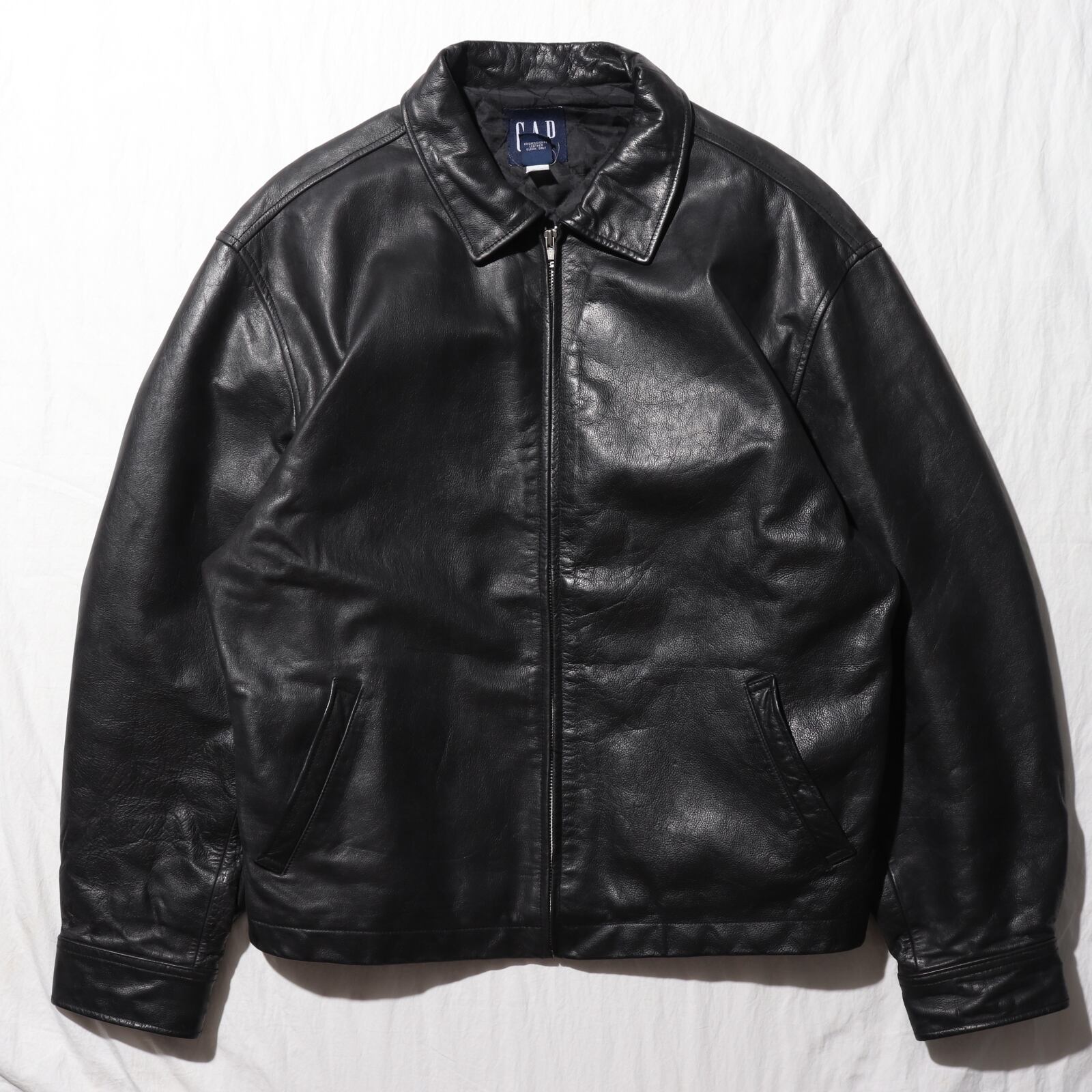 稀少 XL アルミジップ OLD GAP Y2K レザージャケット オールド 
