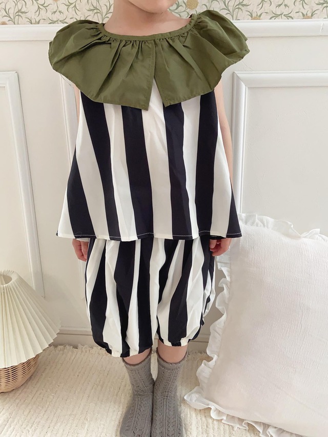 【取寄】男女問わず♡さらっと着れて可愛く決まる!ビックフリル襟のセットアップ