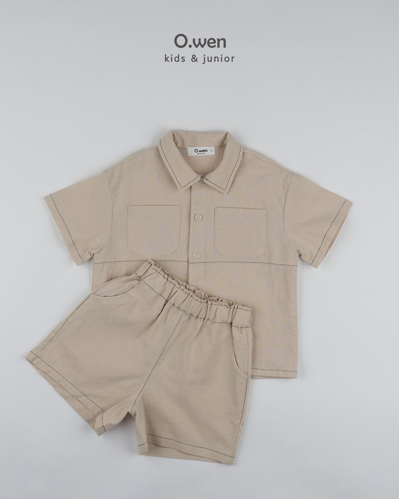 [O.wen] Stitch linen shirt set / [오웬] 스티치린넨셔츠세트