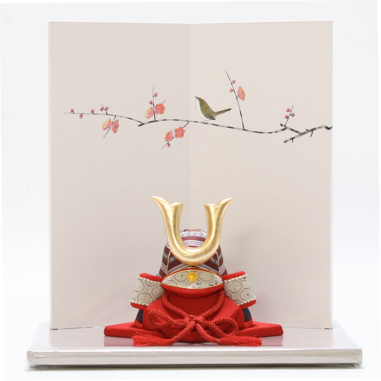 五月人形|コンパクト|おしゃれ|モダン|インテリア|プレミアム|こだわり|木目込み|おすすめ|収納|作家|伝統工芸士《商品名》木目込みかぶと 博多織 夢筑紫【赤】【品番1656-2】柿沼東光作 芳精堂デザイン