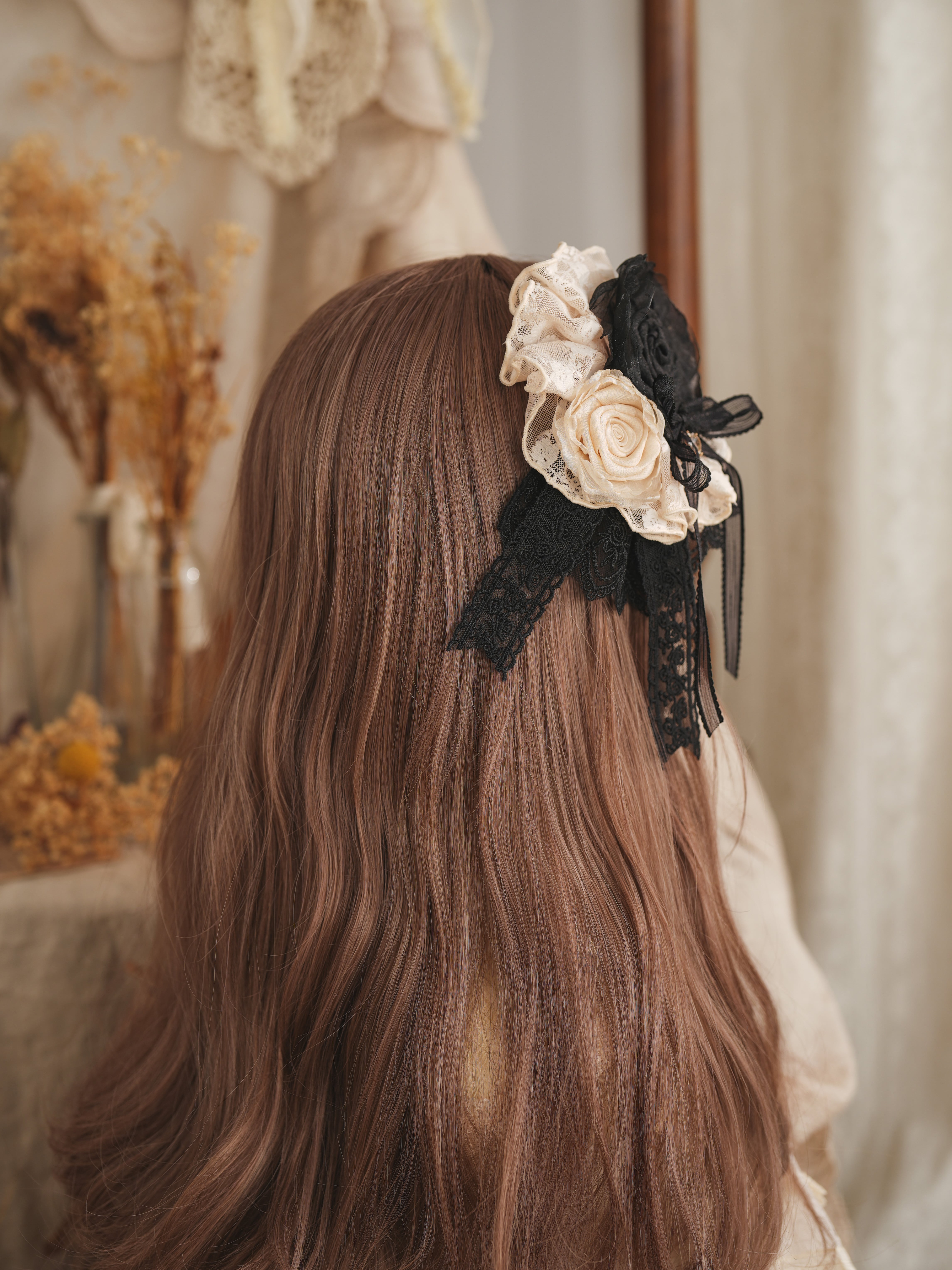 小夜啼鳥と薔薇 リボンローズクリップ | HoshibakoWorks