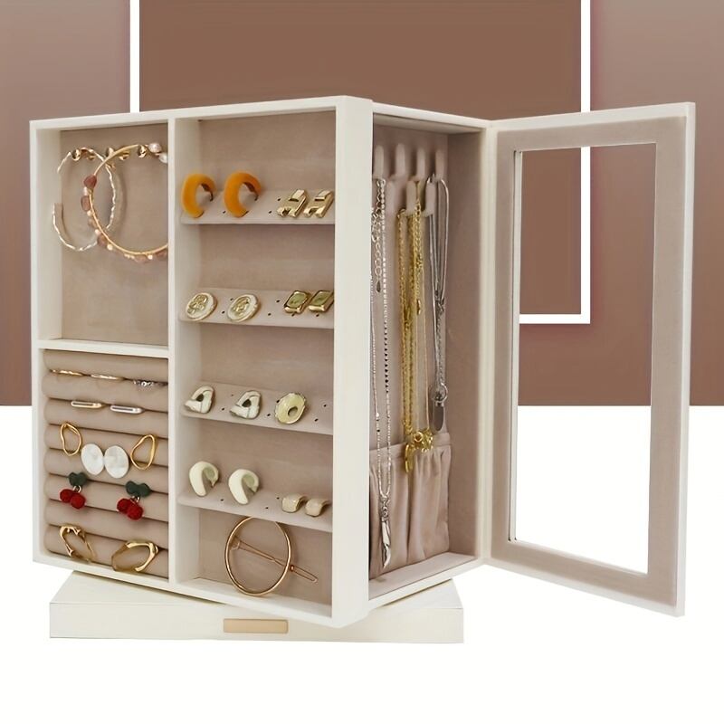 ジュエリー ボックス 360度 回転式 モダン シンプル 大容量 5段