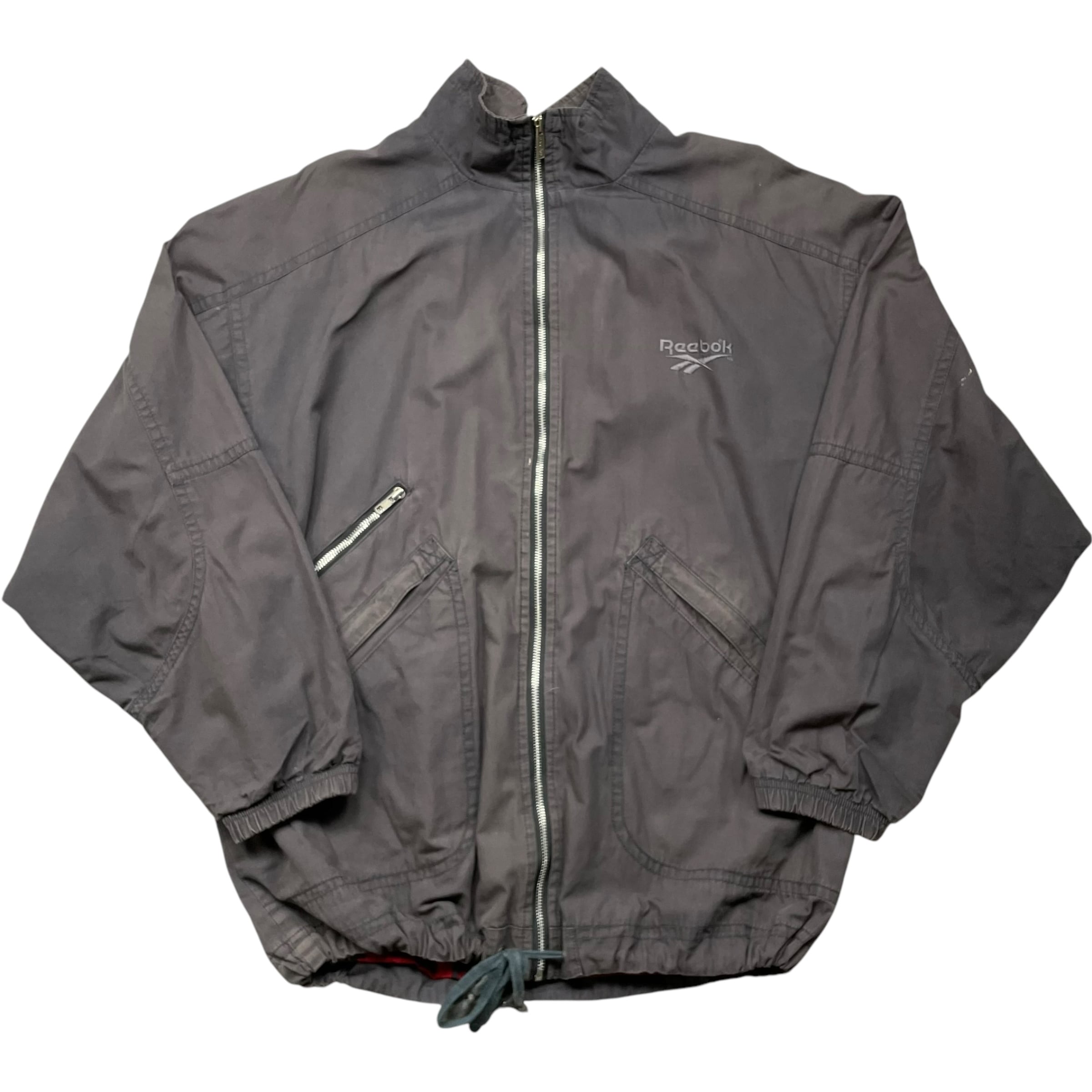《XL》 Reebok リーボック コットン ジャケット アウター 刺繍ロゴ グレー 90年代 vintage no.4858