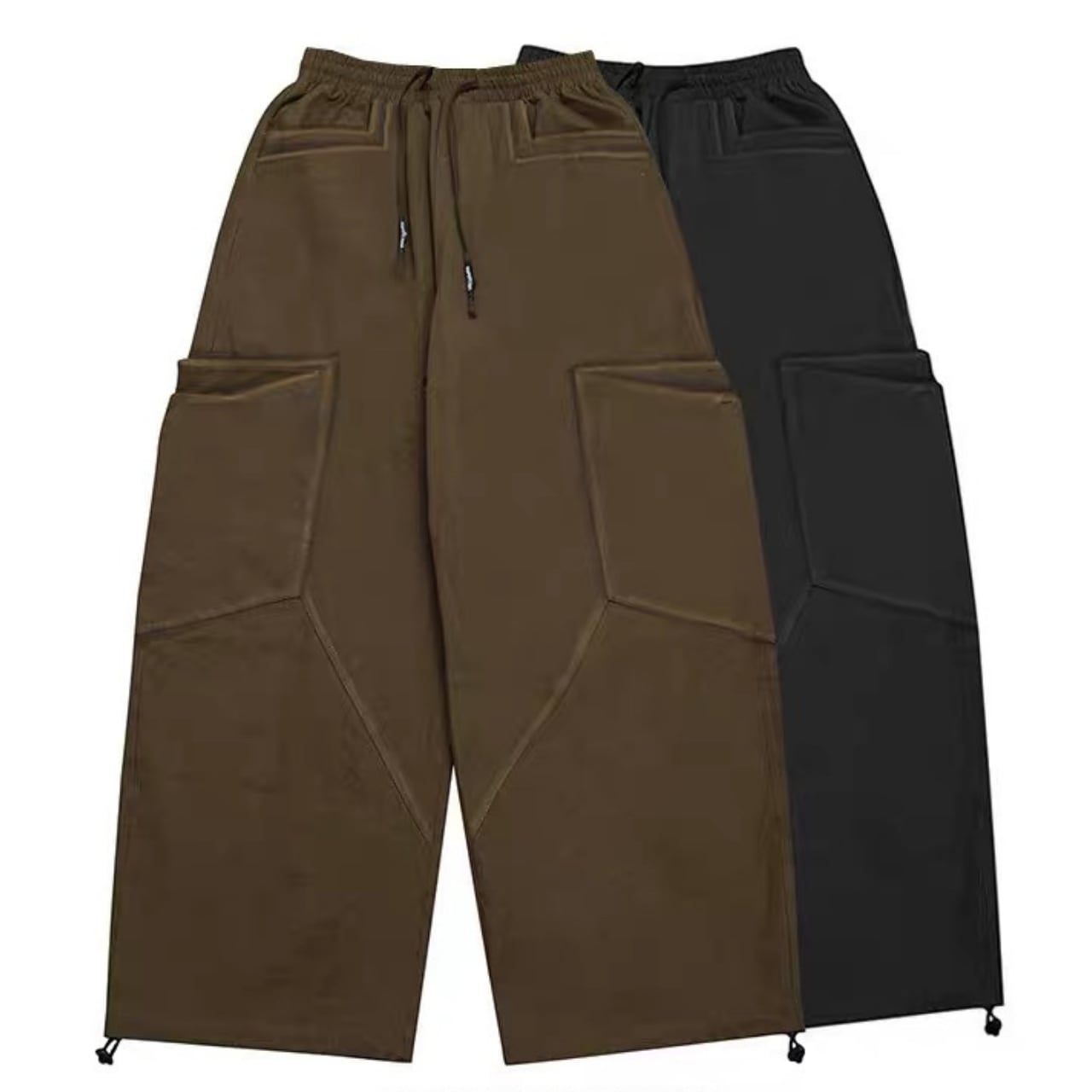 Cropped patch pocket wide leg pants 2colors 00291