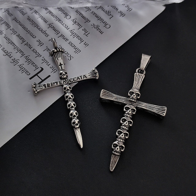 ボーンスカルクロスネックレス_10047