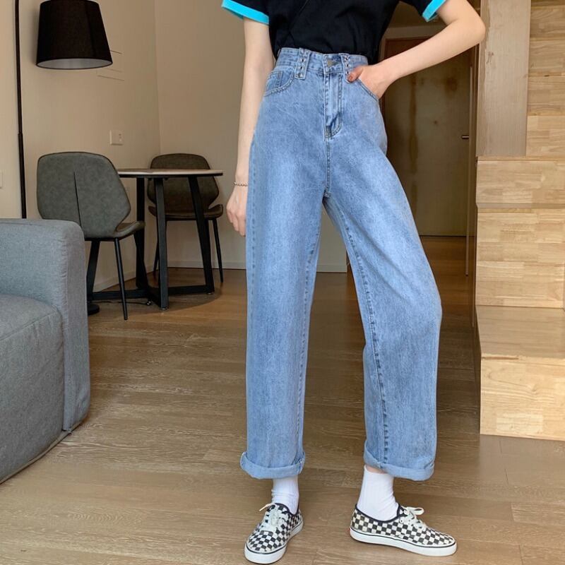 スプリングスタイルルーズ薄手パンツ ハイウェストジーンズ 春物 YY-ファッション90218857548