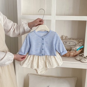 【BABY】春新作　ブルーカーディガン＆花柄ブルマ