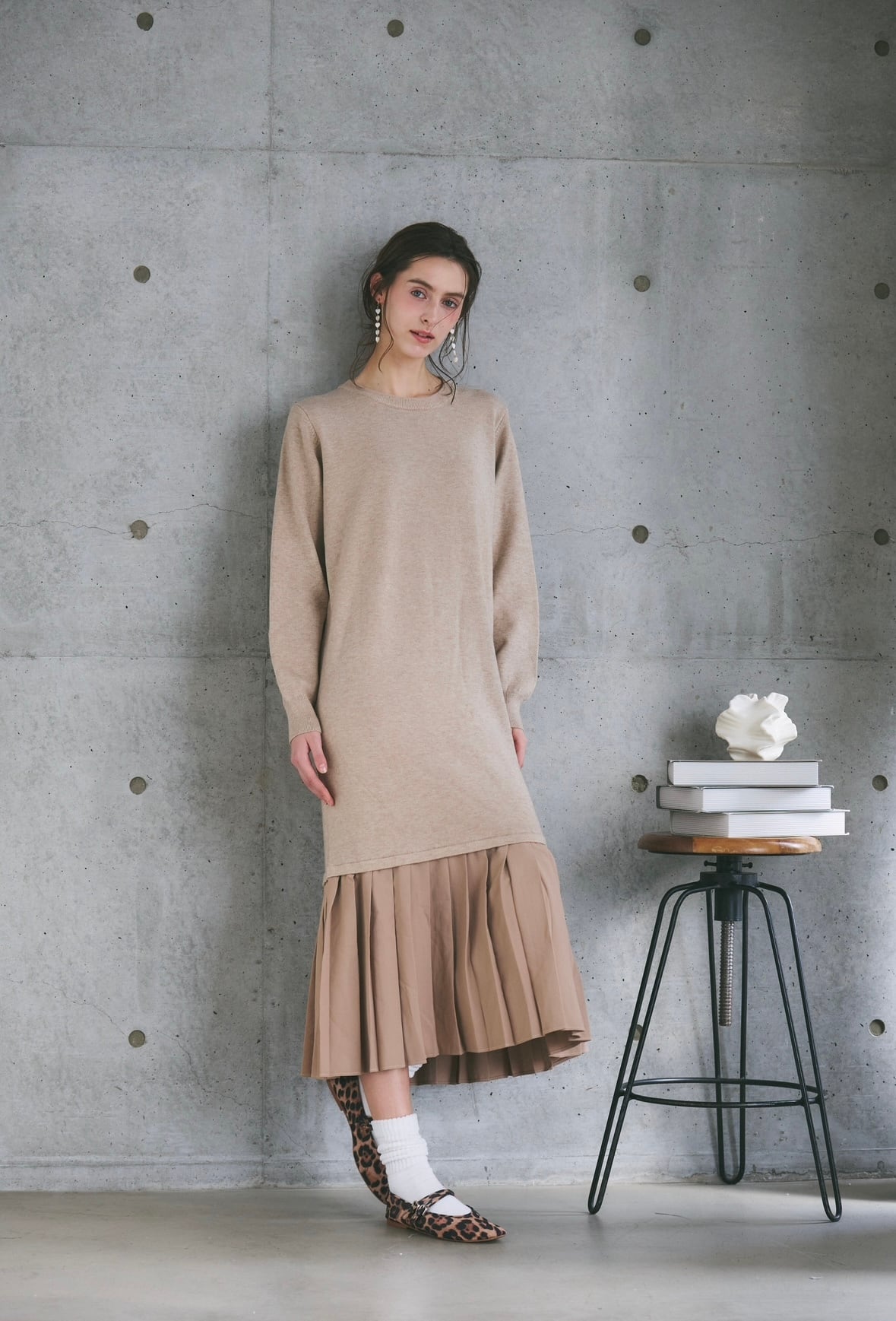 プリーツロングワンピース | mite