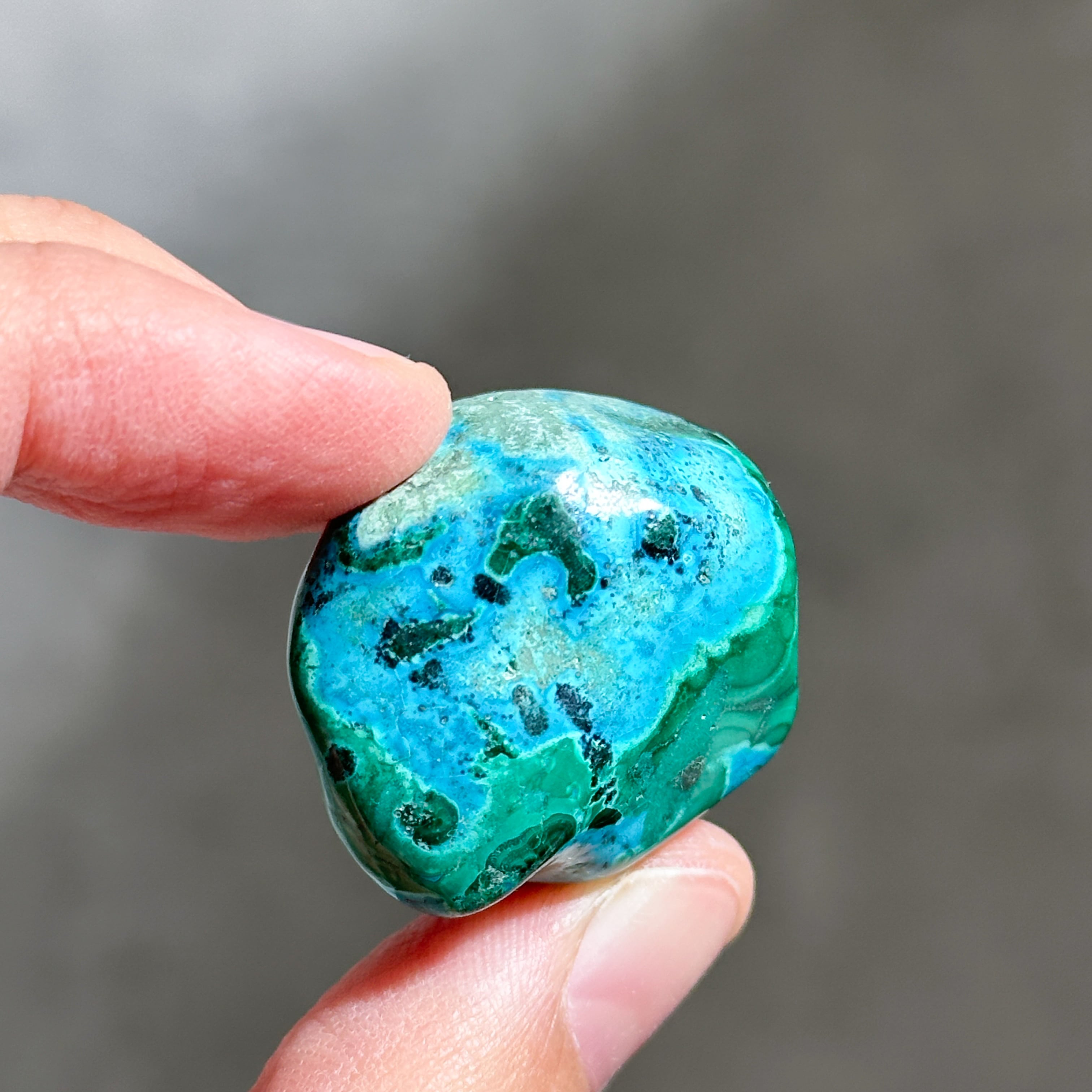 マラカイト with クリソコラ（マラコラ） タンブル21◇ Malachite with