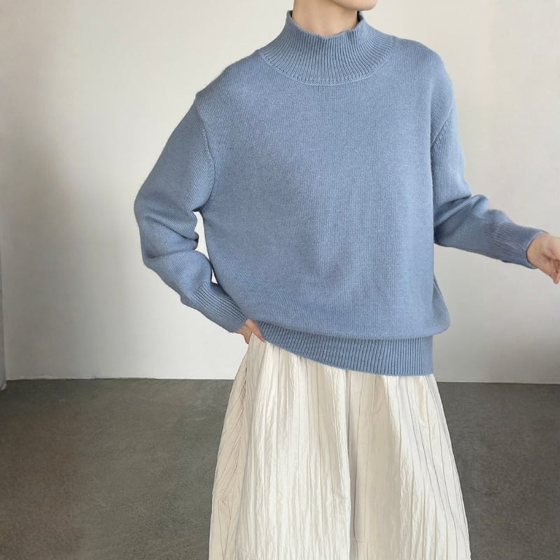 モックネック 長袖 ニットプルオーバー ◆10color 204531