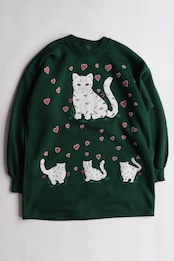 Cat & heart print sweatshirt