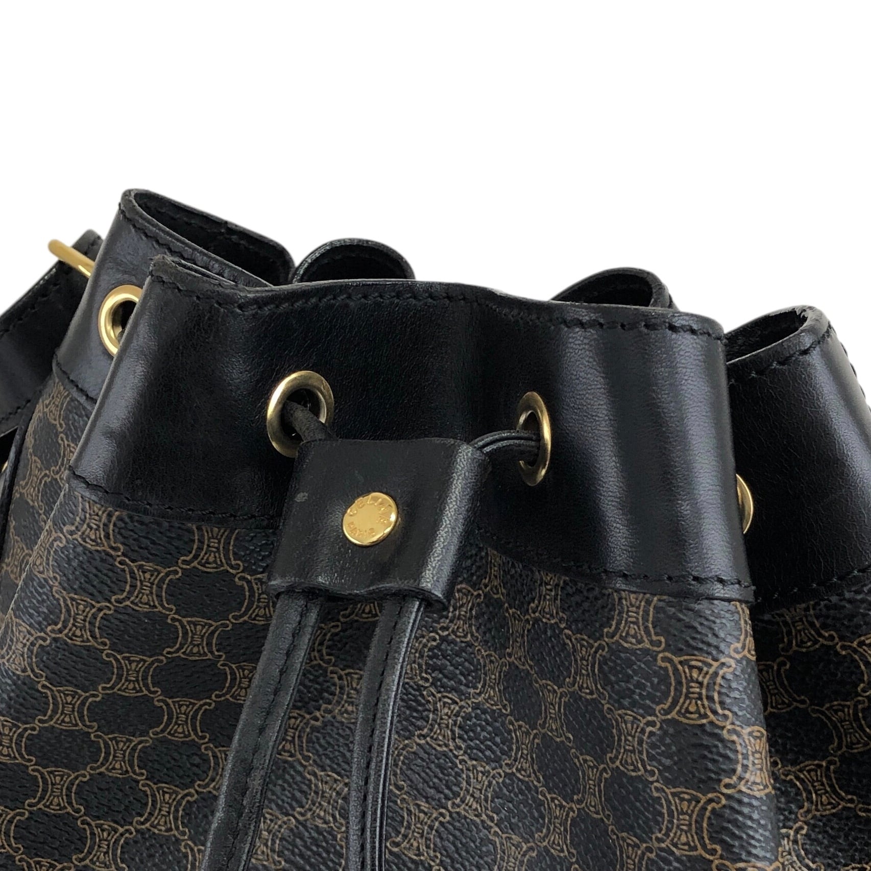 CELINE セリーヌ マカダム ショルダーバッグ ブラック ブラゾン型押し